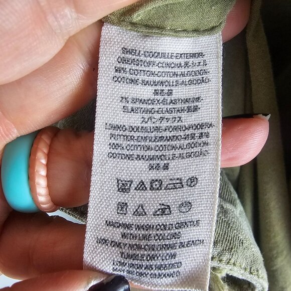 Free People Paint Splatter Military Jacket M Khaki Utility Safari Canvas Grunge - Picture 14 of 14